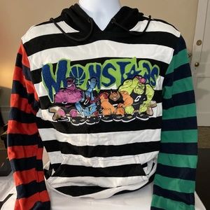 EUC, Vintage Men’s striped Space Jam hoodie, pullover, Monstars, size Medium